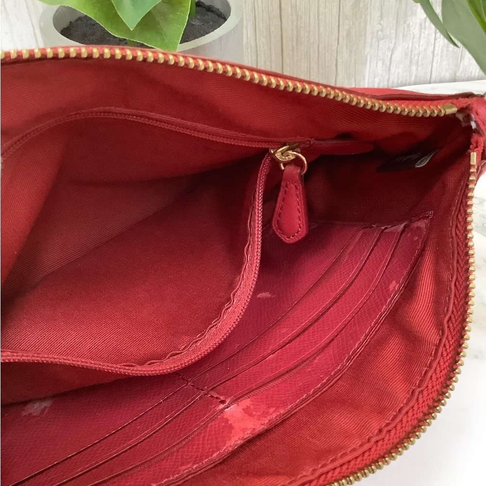 GUC Coach Red Pochette Leather Clutch - Picture 9 of 11